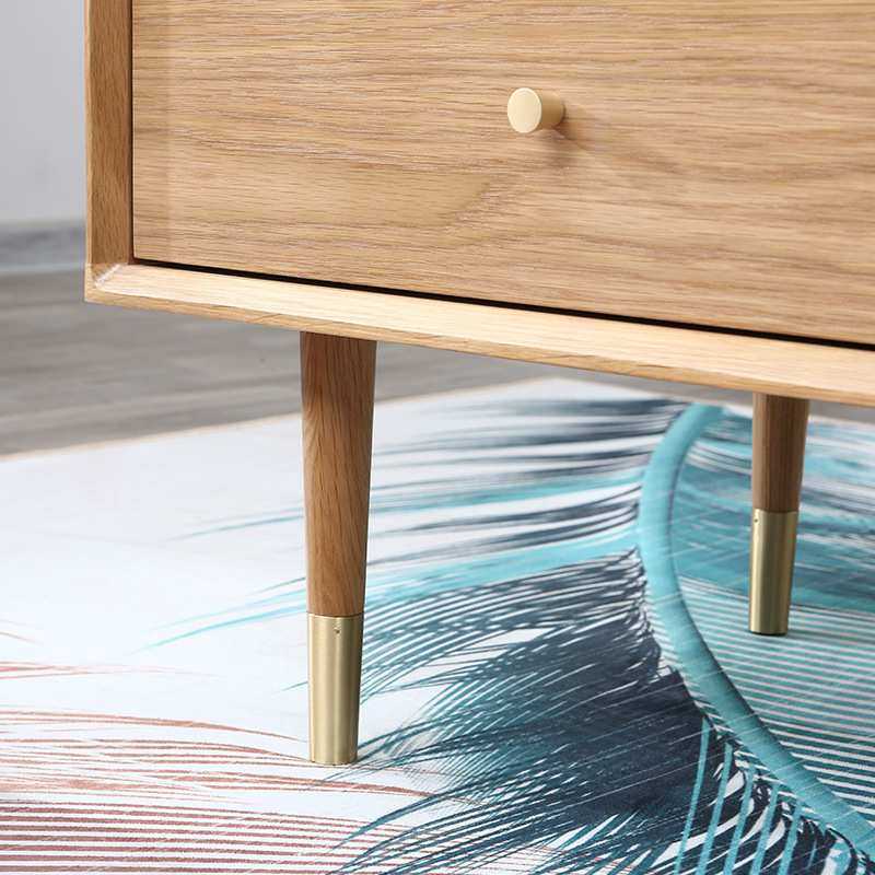 茶几 实木茶几白橡木色铜脚咖啡桌 客厅边机电视柜组合茶几带抽屉,淘宝优惠券,粉丝福利购,淘宝优惠卷