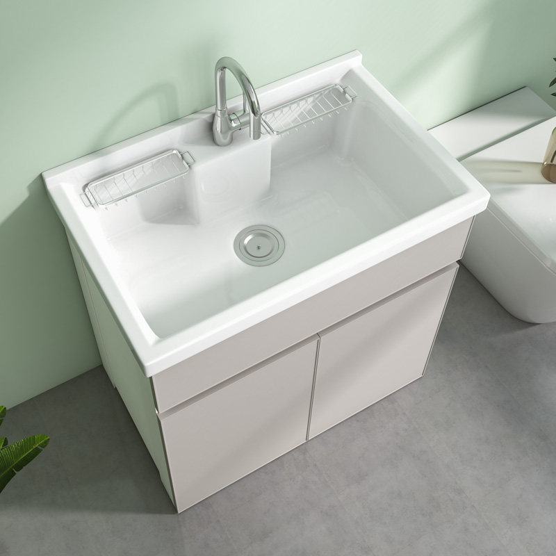 洗衣柜脸盆一体组合带搓板洗衣槽阳台柜陶瓷盆太空铝卫生间洗手盆,淘宝优惠券,粉丝福利购,淘宝优惠卷