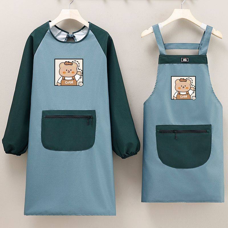 围裙耐脏护衣时尚韩版长袖防水防油污拉链口袋反穿罩衣专用工作服,淘宝优惠券,粉丝福利购,淘宝优惠卷