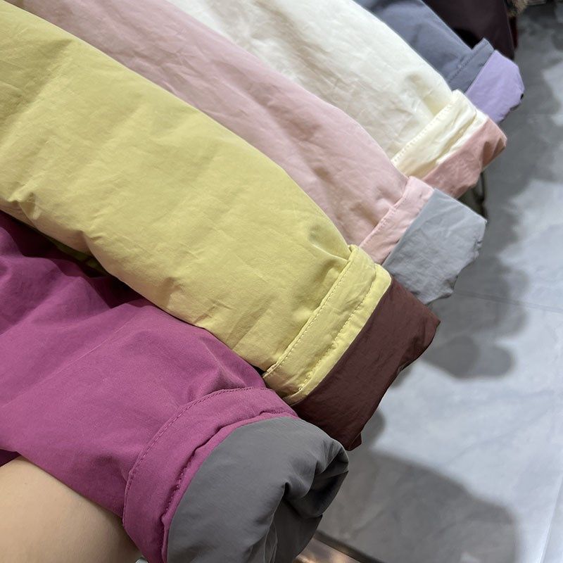 撞色短款圆领夹棉外套女冬季新款2024高级感气质时尚羽绒棉衣棉服,淘宝优惠券,粉丝福利购,淘宝优惠卷