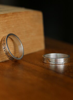 999纯银手工实心光面素圈刻字刻图案情潮流时尚情侣戒指