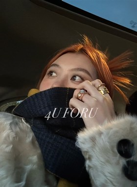 法式复古小众设计感双层戒指个性不规则可调节戒指开口宽面指环