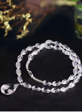 简约妈妈生日礼物女士项链节日紫色水晶水滴吊坠项链  新款