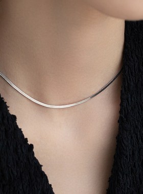 纯银蛇骨链女轻奢叠戴高级感锁骨颈链小众冷淡风刀片银项链新款
