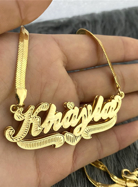 定制DIY男女名字m不锈钢蛇骨项链个性创意英文字母吊坠短款锁骨链