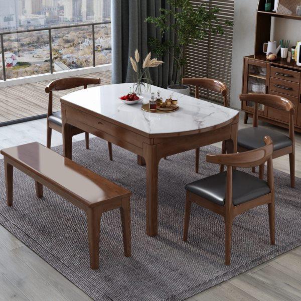 岩板实木餐桌现代简约家用小户型带电磁炉可变圆桌方圆两用可伸缩,淘宝优惠券,粉丝福利购,淘宝优惠卷