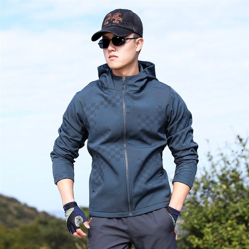户外时尚连帽软壳衣男上衣运动抓绒冲锋衣男夹克外套防风保暖春秋,淘宝优惠券,粉丝福利购,淘宝优惠卷