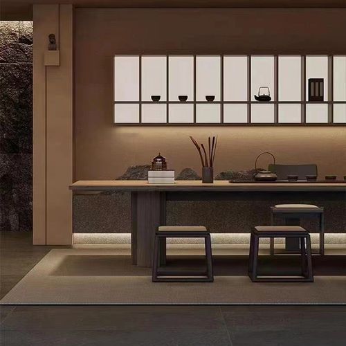 现代茶桌椅组合简约禅意黑胡桃木功夫茶台实木大板桌办公室泡茶桌 - 图0