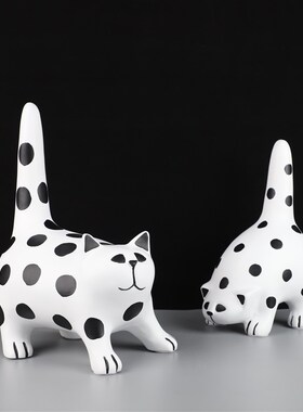 欧式波点猫摆件客厅样板房玄关电视柜卧室家居创意手工装饰品摆设