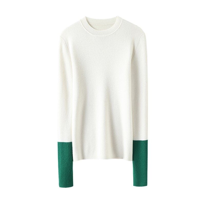 这么美闭眼收~拼色圆领弹力坑条羊绒衫女纯羊绒毛衣针织衫打底衫,淘宝优惠券,粉丝福利购,淘宝优惠卷