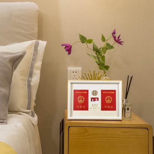 定 制结婚证书实木相框 创意相框摆台 婚纱影楼木质线条画框 - 图2