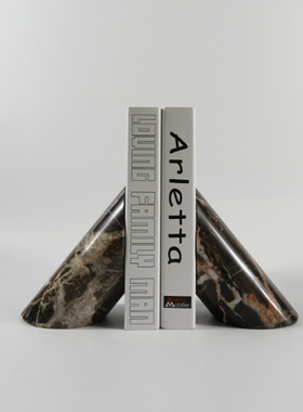 简约北欧大理石书档摆件书靠欧式现代样板间书房书桌书柜软装饰品