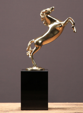 轻奢纯铜马摆件马到成功书房书柜装饰欧式玄关美式客厅电视柜摆设