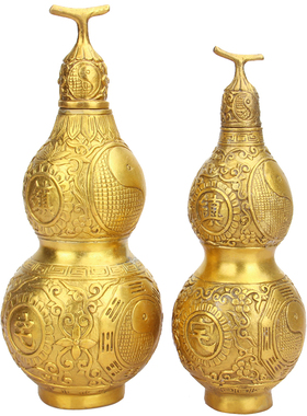 铜葫芦摆件  开盖铜葫芦八卦摆设