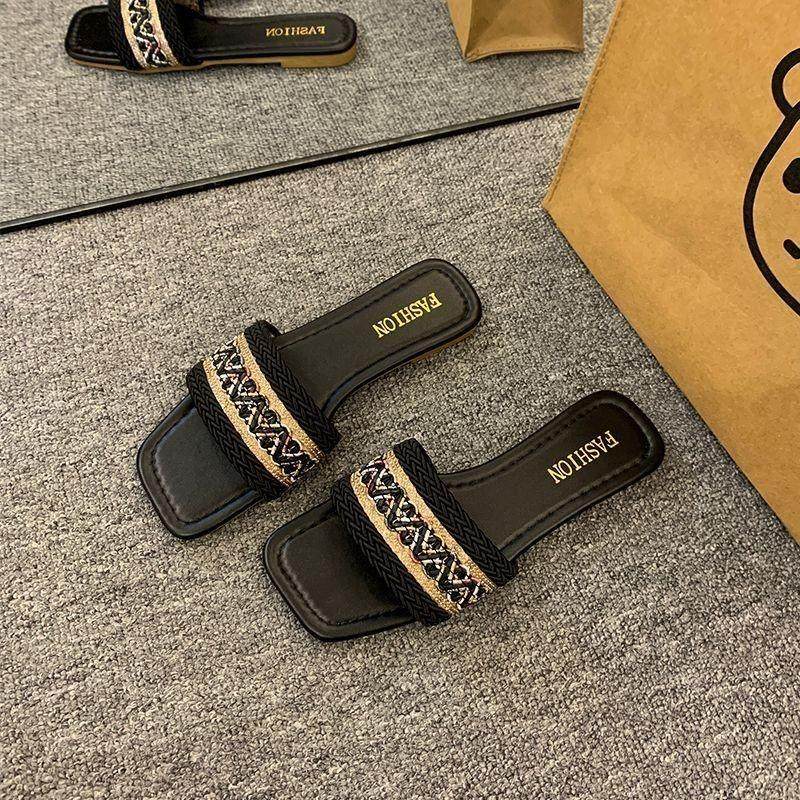 2025年夏季小香风凉拖鞋女外穿新款显脚小软底方头海边度假沙滩鞋,淘宝优惠券,粉丝福利购,淘宝优惠卷