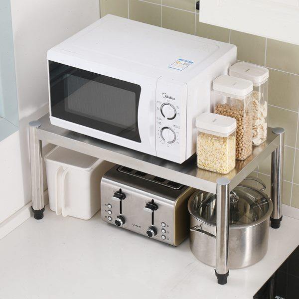 不锈钢厨房置物架台面微波炉收纳架落地一层储物架多功能烤箱架子,淘宝优惠券,粉丝福利购,淘宝优惠卷