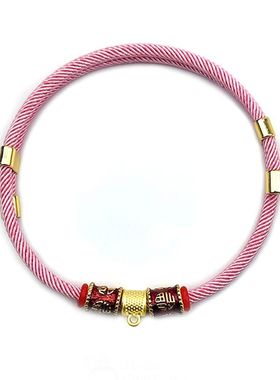 国潮宠物大福单项圈双向调节可挂防丢牌配饰轻便防挣脱加密红绳子