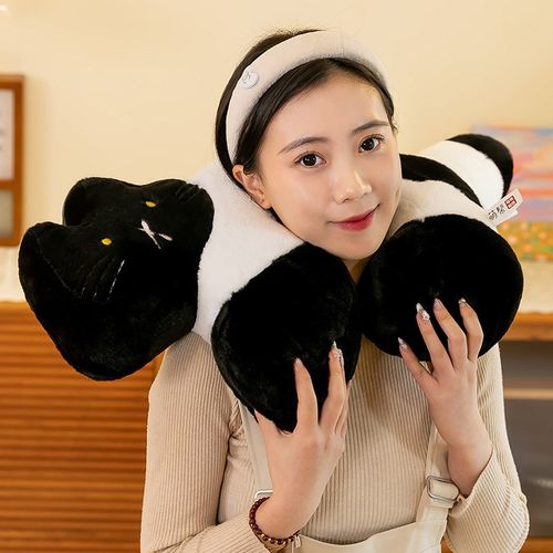 卡通叉烧猫咪U枕抱枕沙发靠枕女生床上夹腿抱枕玩偶枕头可印logo - 图2