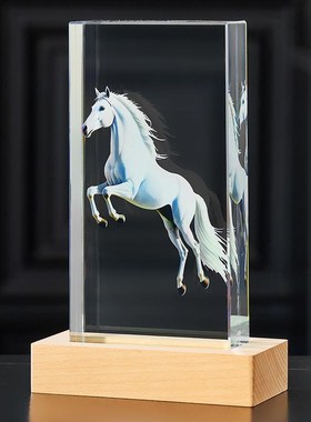 水晶内雕锦鲤摆件公司创意电视酒柜桌面装饰品招财艺.术发光轻奢