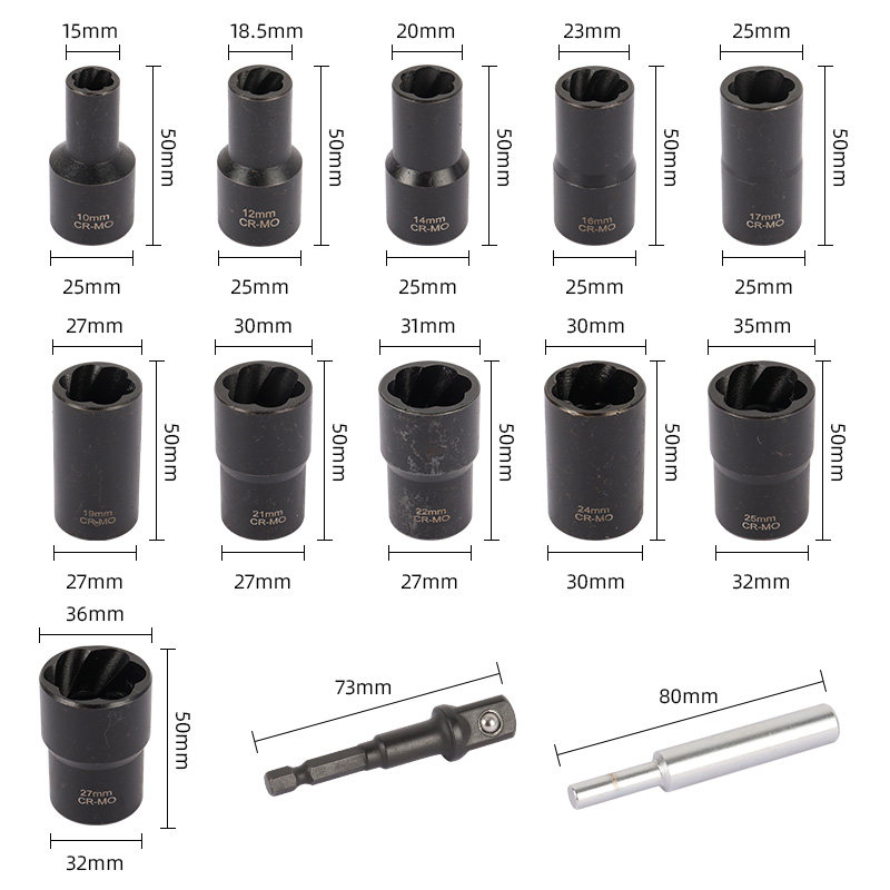 受损生锈螺母轮胎螺丝取q出器拆卸工具1/2防滑套筒头汽修反牙螺旋 - 图1