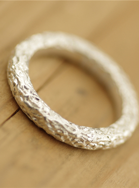 素戒纯银戒指加粗手工定制男生刻字大号简约粗犷狂野乱纹机理礼物