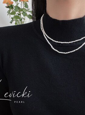 极细天然淡水小珍珠项链迷你不规则锁骨链颈链法式优雅气质百搭