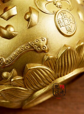 纯铜聚宝盆摆件铜盆五福临门招财聚财玄关家居香炉工艺品开业礼品
