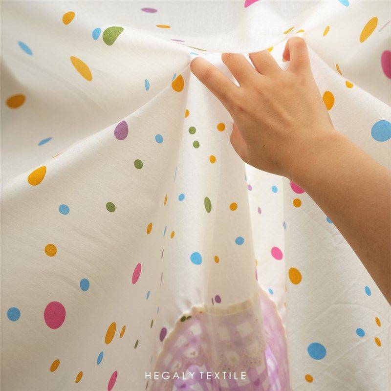 HEGALY 调色l盘点点可爱门帘印花韩式少女透光小窗帘穿杆款橱窗帘,淘宝优惠券,粉丝福利购,淘宝优惠卷