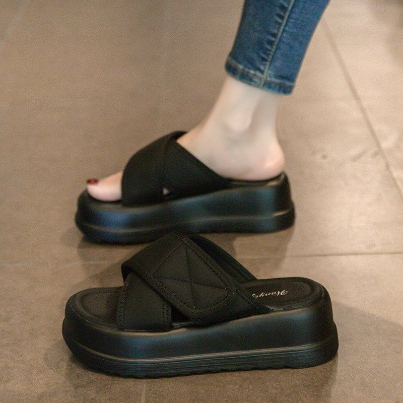 拖鞋女夏季外穿2024新款高跟松糕增高女士凉鞋厚底休闲沙滩凉拖鞋,淘宝优惠券,粉丝福利购,淘宝优惠卷