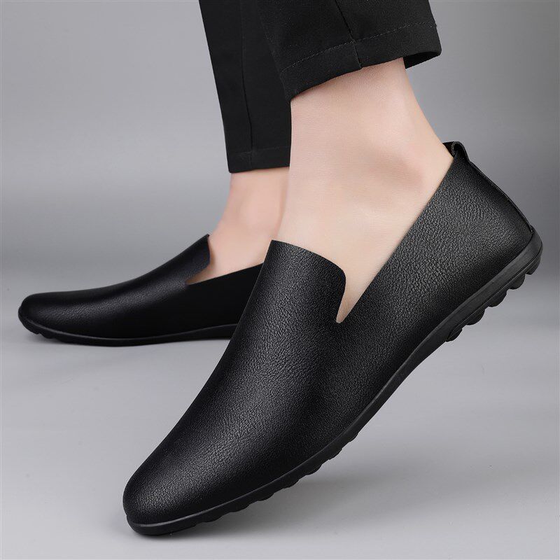 皮鞋男一脚蹬小白鞋无鞋带男鞋休闲懒人鞋子白色豆豆鞋春夏季新款,淘宝优惠券,粉丝福利购,淘宝优惠卷