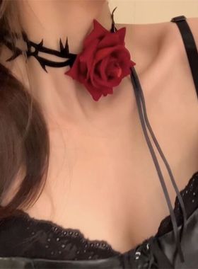 新款复古少女颈带暗夜玫瑰荆棘脖