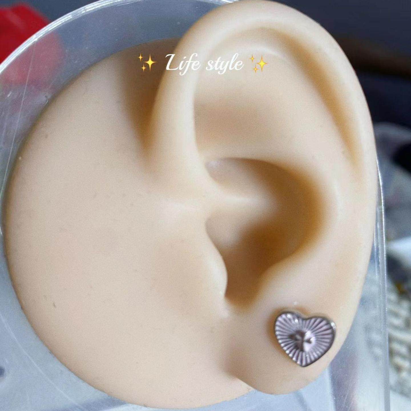 小众个性滴釉粉红平底耳骨钉复古爱心十字架星星耳钉耳蜗钉,淘宝优惠券,粉丝福利购,淘宝优惠卷