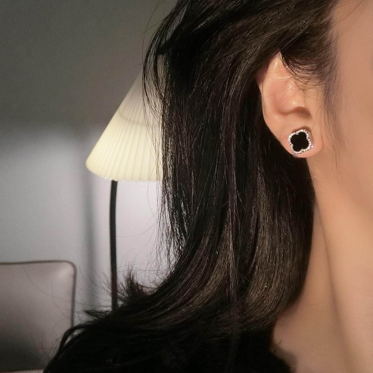 银针幸运草前后耳钉小众设计感风耳环小巧精致耳饰,淘宝优惠券,粉丝福利购,淘宝优惠卷