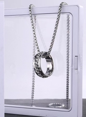 钛钢盒子链男女通用项链