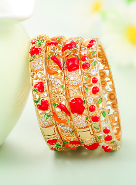 黄铜北京景泰蓝民族风开口手镯