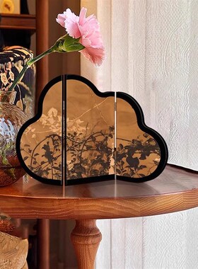 中古风墨竹小f屏风桌面摆件新中C式客厅茶桌入户玄关边柜装饰品摆