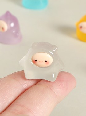 卡通夜光小精灵果冻娃娃潮玩w礼物装饰品树脂车载桌面摆件稳定情