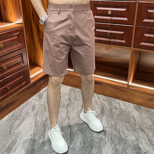 潮牌白色五分裤男修身5分中裤休闲夏季牛仔裤子男士短裤薄款潮夏 - 图0