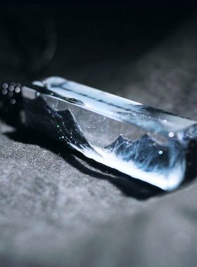 【青木制】手作山海皆可平吊坠树脂滴胶檀木定制首饰情侣礼物品