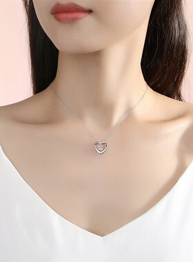 纯银项链女925银韩版心形锁骨链多巴胺饰品爱心甜美项饰高级感