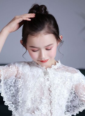 2021春夏家儿童小披肩花童礼服拍摄外搭蕾丝钻扣韩版小外套女可爱