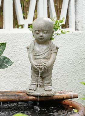水磨坊庭院花园尿尿童子景观装饰创意撒尿小孩流水摆件循环水招财