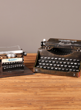 铁艺复古打印机模型摆q件年代感怀旧老式物件咖啡厅店铺橱窗装饰