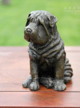 铜雕塑可爱的小狗宠物爱家居饰品电视酒柜玄关展示架办公室摆件