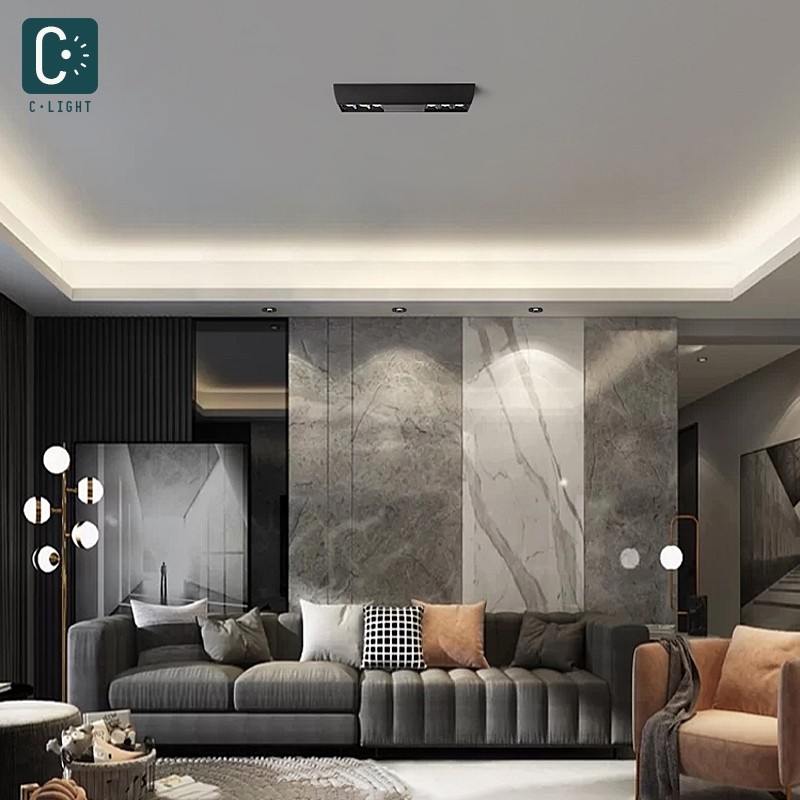 无主灯设计免打孔家用超薄明装射灯格栅灯防眩光斗胆灯led长条灯,淘宝优惠券,粉丝福利购,淘宝优惠卷