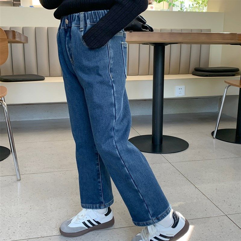 沫沫童装女童冬装2023秋冬季新款儿童加绒加厚牛仔裤洋派裤子直筒,淘宝优惠券,粉丝福利购,淘宝优惠卷