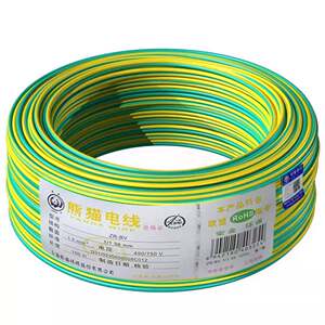 熊猫电线阻燃ZR-BV1.5单芯硬芯红色黄色绿色双色电缆布线耐磨