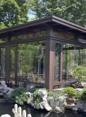 新中式凉亭户外庭院大型轻奢中式凉亭休闲茶艺亭餐厅包间玻璃房屋