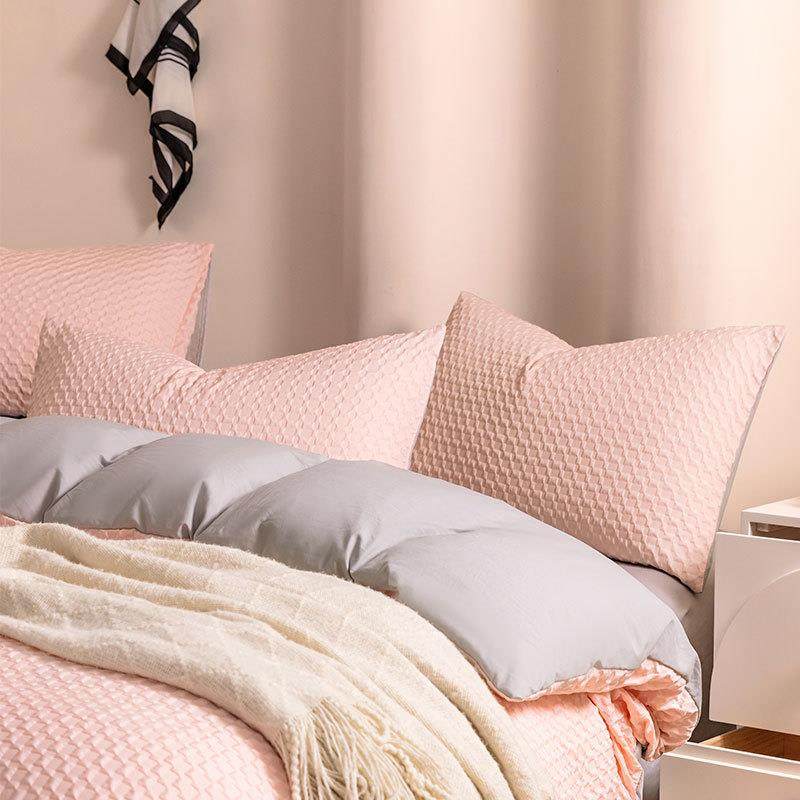 新款水洗棉立体提花双拼四件套学生宿舍三件套家用套件高颜值床品,淘宝优惠券,粉丝福利购,淘宝优惠卷