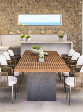 户外桌椅藤编庭院露天花园室外藤椅休闲防晒防水阳台柚木餐桌组合